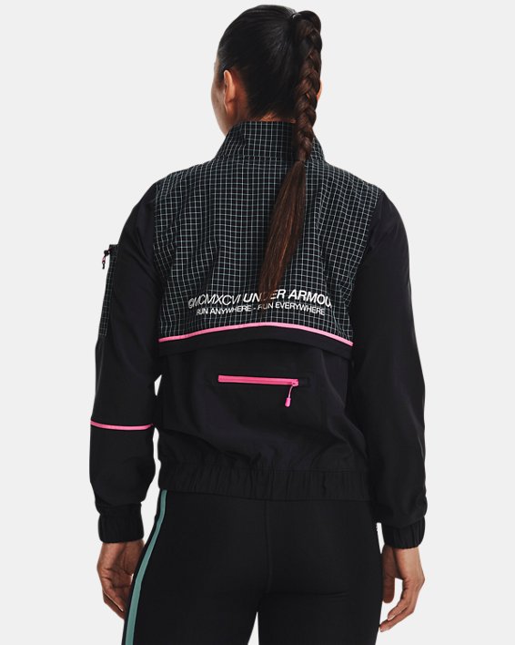 Women's UA Run Anywhere Storm Jacket, Black, pdpMainDesktop image number 1